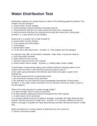 Water Distribution Systems: Multiple Choice Questions and Answers