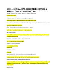 CHEM 1020 Final Exam 2025: Organic Chemistry Questions and Answers