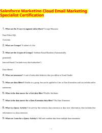 Salesforce Marketing Cloud Email Marketing Specialist Certification: Questions and Answers
