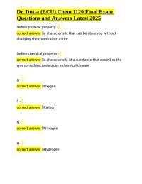 Chemistry 1120 Final Exam Questions and Answers - Dr. Dutta (ECU)