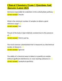 Clinical Chemistry Exam 1 Questions and Answers: A Comprehensive Review of Key Concepts