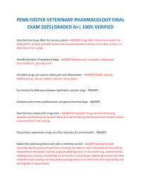 PENN FOSTER VETERINARY PHARMACOLOGY FINAL  EXAM 2025|GRADED A+| 100% VERIFIED