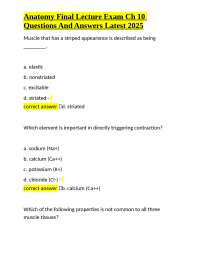 Anatomy Final Lecture Exam Ch 10 Questions And Answers Latest 2025