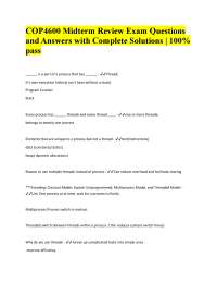 COP4600 Midterm Review Exam Questions and Answers with Complete Solutions | 100% pass
