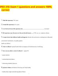 HPEX 310: Exam 1 Questions and Answers - Health and Wellness