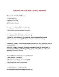 Tort Law I Exam: Battery and Assault