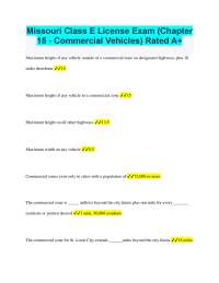 Missouri Class E License Exam: Commercial Vehicle Regulations and Safety