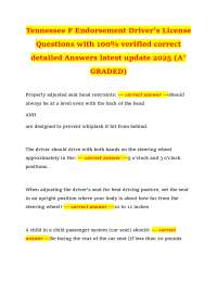 Tennessee F Endorsement Driver's License Test Questions and Answers