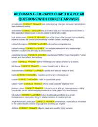 AP HUMAN GEOGRAPHY CHAPTER 4 VOCAB QUESTIONS WITH CORRECT ANSWERS