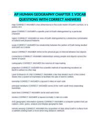 AP HUMAN GEOGRAPHY CHAPTER 1 VOCAB QUESTIONS WITH CORRECT ANSWERS