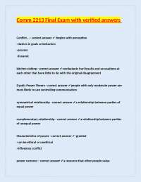 Communication 2213 Final Exam: Conflict, Relationships, and Family Communication