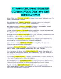 AP Human Geography: Chapter 11 Vocabulary Questions and Answers