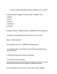 Tort Law - SQE Exam With Complete Solutions: A Comprehensive Guide to Negligence