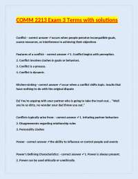 COMM 2213 Exam 3 Terms with Solutions: Conflict, Power, and Romantic Relationships