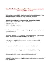 Tort Law Summary: Key Concepts, Cases, and Applications
