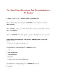 Tort Law Exam Questions and Answers: A Comprehensive Guide