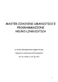 TESI, TESINA FINALE MASTER COACHING UMANISTICO e PROGRAMMAZIONE NEURO-LINGUISTICA