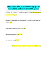 Missouri Class E license study guide questions and answers 100% pass