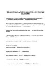 SCI 220 HUMAN NUTRITION EXAM WITH 100% VERIFIED SOLUTIONS!!