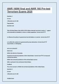 Terrorism Exams: AWR 160W Final and Pre-Test Questions and Answers