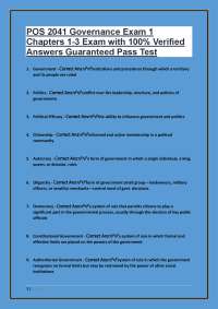 POS 2041 Governance Exam 1: Chapters 1-3 with Verified Answers