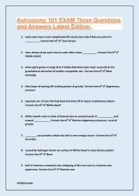 Astronomy 101 Exam Three: Questions and Answers