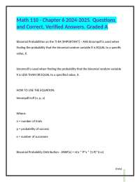Math 110 - Chapter 6: Binomial Probabilities and Their Applications