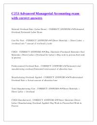 C253 Advanced Managerial Accounting exam with correct answers