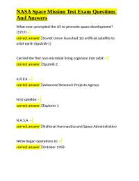 NASA Space Mission Test Exam Questions and Answers