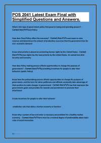 POS 2041 Latest Exam Final with Simplified Questions and Answers