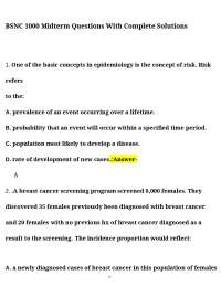 BSNC 1000 midterm Questions With Complete Solutions, Exams of Nursing