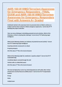 WMD/Terrorism Awareness for Emergency Responders: Exam Questions and Answers