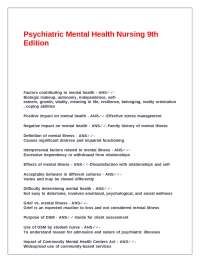 Psychiatric Mental Health Nursing: Key Concepts and Applications