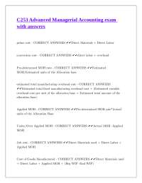 C253 Advanced Managerial Accounting exam with answers