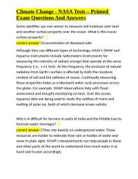 Climate Change - NASA Tests: Exam Questions and Answers