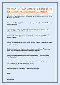 ASTRO 101 Final Exam: Verified Exam Questions and Answers