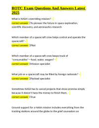 ROTC Exam Questions and Answers: Space Exploration, Earth Science, and the Solar System