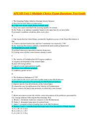 APUSH Unit 3 Multiple Choice Exam Questions Test Guide