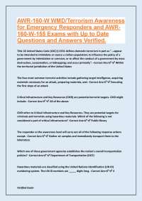 WMD/Terrorism Awareness for Emergency Responders: Exam Questions and Answers