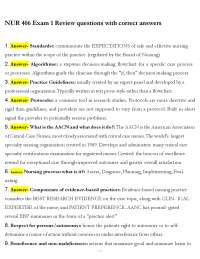 NUR 406 Exam 1 Review Questions and Answers: A Comprehensive Guide for Nursing Students