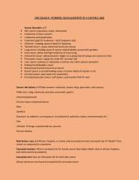 Oncology: Nursing Management in Cancer Care - Comprehensive Study Notes