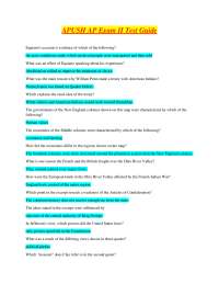 APUSH AP Exam II Test Guide: Multiple Choice Questions and Answers
