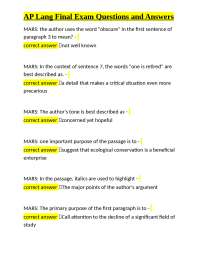 AP Lang Final Exam Questions and Answers