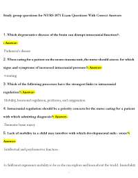 NURS 1871 Exam Study Guide: Brain Diseases, Regulation, Pain