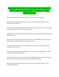Aceable Drivers Ed Questions & Answers | 100% Correct Answers | Verified | Latest 2024 Ver