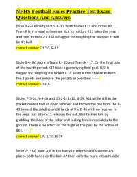 NFHS Football Rules Practice Test Exam Questions And Answers