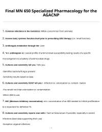 AGACNP Pharmacology: Infections, Antibiotics, and Electrolytes