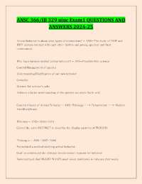 ANSC 366/IB 329 uiuc Exam1 QUESTIONS AND ANSWERS 2024-25