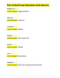 Pax Verbal Exam Questions And Answers: Vocabulary Building and Comprehension