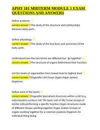 APHY 101 Midterm Module 1 Exam: Questions and Answers